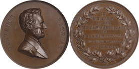 1866 Lincoln Memorial Medal. Reduction by J.S. and A.B. Wyon. Miller-1, Cunningham 9-720C, King-252. Copper. MS-65 BN (NGC).
35.5 mm. A handsome Gem ...