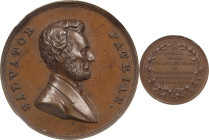 1866 Lincoln Memorial Medal. Reduction by J.S. and A.B. Wyon. Miller-1, Cunningham 9-730Br, King-288. Copper. MS-65 BN (NGC).
16 mm. A smaller reduct...