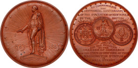 1883 George Washington (Evacuation Day) Medal. By Charles Osborne, Engraved by Lea Ahlborn. Miller-6, Musante GW-981, Baker S-319. Bronze. Choice Mint...