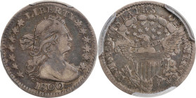 1800 Draped Bust Half Dime. LM-1, V-1. Rarity-3. VF-25 (PCGS). CAC.
This may be the most frequently encountered die marriage of the 1800-dated half d...