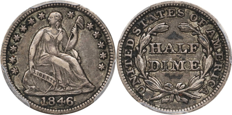 1846 Liberty Seated Half Dime. V-1. EF-40 (PCGS).
Discounting the unique 1870-S...