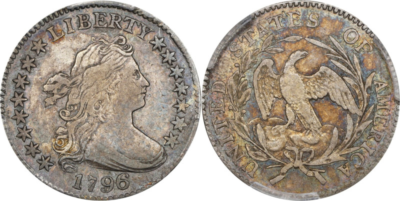 1796 Draped Bust Dime. JR-4. Rarity-4. EF-40 (PCGS).
The 1796 JR-4 variety repr...