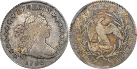 1796 Draped Bust Dime. JR-4. Rarity-4. EF-40 (PCGS).
The 1796 JR-4 variety represents the second of two uses of this obverse die; the first use was f...