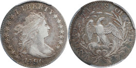 1796 Draped Bust Dime. JR-6. Rarity-3. VF-35 (PCGS).
Despite its status as the second most frequently encountered die pairing of the issue, the 1796 ...