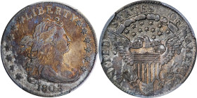 1803 Draped Bust Dime. JR-4. Rarity-5. VF Details--Cleaned (PCGS).
Examples of this scarce date are known from five die marriages. It is telling that...