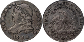 1814 Capped Bust Dime. JR-5. Rarity-4. STATESOFAMERICA. VF-25 (PCGS). CAC.
The 1814 JR-5 variety is popular with both early dime enthusiasts and adva...