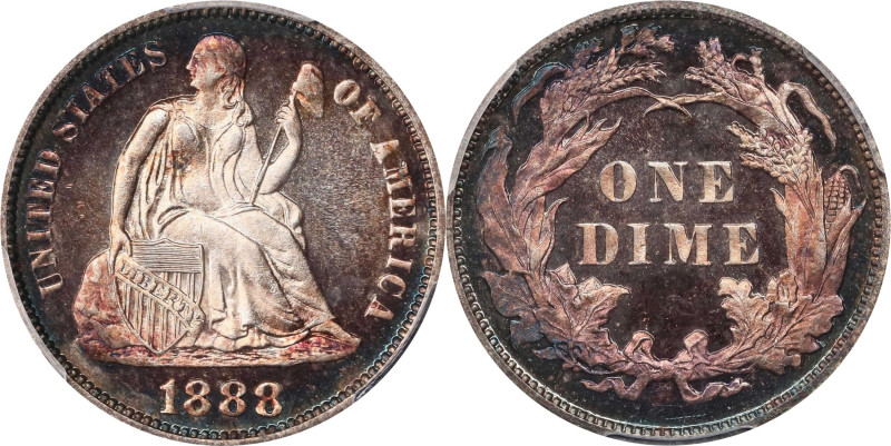 1888 Liberty Seated Dime. Fortin-101. Rarity-4. Proof-67 Cameo (PCGS). CAC.
A g...