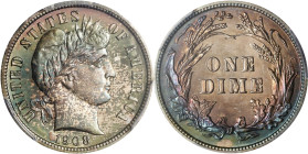 1908 Barber Dime. Proof-67+ (PCGS). CAC.
One of the finest known 1908 Proof dimes. This Superb Gem likely came directly from the Philadelphia Mint at...