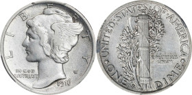 1916-D Mercury Dime. AU-50 (PCGS).
A grade that we seldom offer for the 1916-D, for this key date Mercury dime is actually more readily obtainable in...