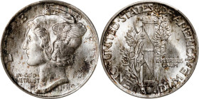 1919 Mercury Dime. MS-67 FB (CACG).
Dime production at the Philadelphia Mint remained strong in 1919 despite the post-World War I economic recession ...