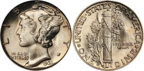 1931-S Mercury Dime. MS-65 FB (PCGS). OGH.
The final San Francisco Mint issue in the early portion of the Mercury dime series, the 1931-S is actually...