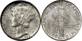 1938-S Mercury Dime. MS-68 FB (PCGS).
Dusted with antique silver iridescence, this silky smooth example also exhibits a few blushes of warm russet pe...