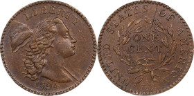 1794 Liberty Cap Cent. S-44, B-33. Rarity-1. Head of 1794, Short Bust. AU-55 (PCGS). CMQ.
A charming example of this distinctive Sheldon number. Both...