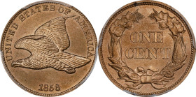 1856 Flying Eagle Cent. Snow-9. Proof-65+ (PCGS). CAC. CMQ. Eagle Eye Photo Seal.
A gorgeous specimen, expertly produced and preserved with the utmos...