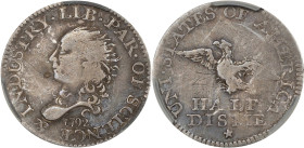 1792 Half Disme. LM-1, Judd-7, Pollock-7. Rarity-4. Fine Details--Tooled (CACG).
Smith-Orosz-Augsburger Unlisted. Obv: A bust of Liberty with short, ...