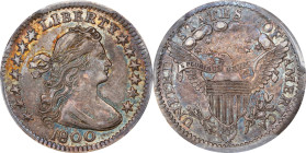 1800 Draped Bust Half Dime. LM-1, V-1. Rarity-3. MS-61 (PCGS). CMQ.
A lovely piece, far finer visually than one would normally expect to see in an ea...