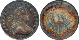 1800 Draped Bust Half Dime. LM-3, V-2. Rarity-4. LIBEKTY. AU-53 (PCGS). CAC. CMQ.
This delightful half dime is richly toned in steel-mauve patina tha...