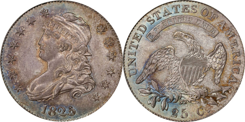 1825/4/2 Capped Bust Quarter. B-3. Rarity-3. MS-62 (PCGS). Gold CAC. CMQ-X.
An ...