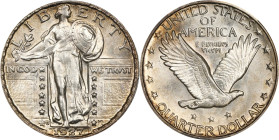 1927-S Standing Liberty Quarter. MS-64 (PCGS). CAC. CMQ.
Intense frosty surfaces are well preserved and a delight to behold. Otherwise brilliant, bot...