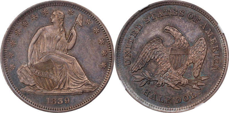 1839 Liberty Seated Half Dollar. No Drapery. WB-1. Rarity-3. MS-63 (NGC).
This ...