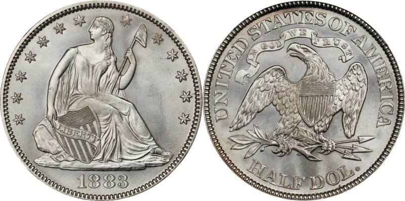 1883 Liberty Seated Half Dollar. WB-101. MS-67 (NGC). CMQ.
Bright, flashy and h...