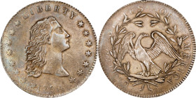 1794 (post-1859) Flowing Hair Silver Dollar. Robert Ready / British Museum Replica. After BB-1, B-1. AU-58 (PCGS).
Small RR marked on lettered edge n...