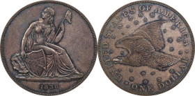 1836 Gobrecht Silver Dollar. Name on Base. Judd-60 Original, Pollock-65. Rarity-1. Silver. Plain Edge. Die Alignment IV. Proof-62 (NGC). CAC.
Offered...