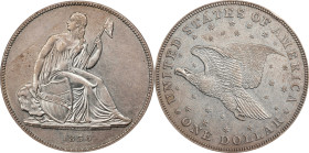1836 Gobrecht Silver Dollar. Name on Base. Judd-60 Original, Pollock-65. Rarity-1. Silver. Plain Edge. Die Alignment I. Proof-50 (PCGS). CMQ.
For col...