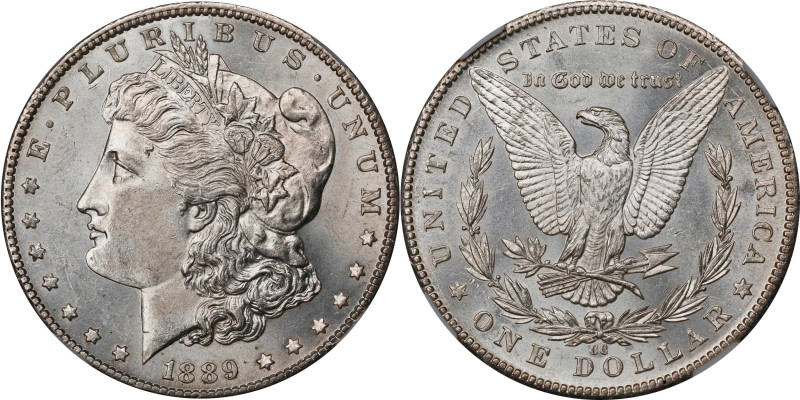 1889-CC Morgan Silver Dollar. MS-61 (NGC).
A desirable Brilliant Uncirculated s...
