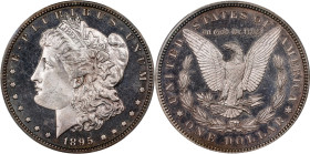 1895 Morgan Silver Dollar. Proof-64 Cameo (PCGS).
Lovely Select Proof quality for this fabled Morgan dollar issue. Lightly toned surfaces exhibit sof...