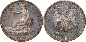 1884 Trade Dollar. Proof-63 (PCGS). CMQ.
This incredible Choice Proof 1884 trade dollar rarity exhibits subtle champagne-gold and pale lilac underton...