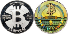 2013 Casascius 0.1 Bitcoin. Loaded. Firstbits 1AgyctC6. Series 3. Silver. MS-70 (ANACS).
Loaded with 0.1 BTC. Funded on October 2, 2013. With flawles...