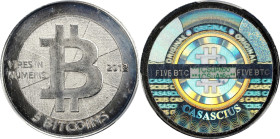2012 Casascius "Bitnickel" 5 Bitcoin. Loaded. Firstbits 1CSuAt6o. Series 2. Nickel Brass. MS-66 (PCGS).
Loaded with 5 BTC. The 2012 5 Bitcoin is amon...