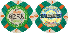 2016 BTCC "Poker Chip" 0.025 Bitcoin. Loaded. Firstbits 12XUdDbTTd. Serial No. C01336. Series C. Clay Composite. MS-70 (PCGS).
Loaded with 0.025 BTC....