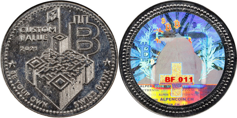 2021 Alpen Coin "Custom" 0.0005 Bitcoin. Loaded. Serial No. BF011. Nickel Plated...