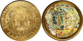 Redeemed 2013 Lealana 0.1 Bitcoin. Firstbits 1BtcC4n7. Serial No. 704. Black Address. Brass. MS-66 (PCGS).
Redeemed and non-loaded. The design elemen...