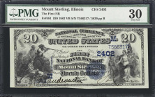 Mount Sterling, Illinois. $20 1882 Value Back. Fr. 581. First NB. Charter #2402. PMG Very Fine 30.
Hailing from the seat of one of the many rural cou...