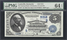 Louisville, Kentucky. $5 1882 Date Back. Fr. 537. NB of Kentucky. Charter #5312. PMG Choice Uncirculated 64 EPQ.
Issued by the National Bank of Louis...
