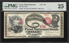 Lynn, Massachusetts. $2 1875. Fr. 391. First NB. Charter #638. PMG Very Fine 25.
A handsome example of this popular denomination and type issued by a...