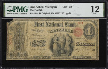 Ann Arbor, Michigan. $1 Original. Fr. 380a. First NB. Charter #22. PMG Fine 12.
Best known as the home of the University of Michigan and for being a ...
