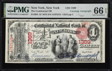 New York, New York. 1875 $1 Fr. 384. Continental NB. Charter #1389. PMG Gem Uncirculated 66 EPQ. Courtesy Autographed.
Issued by one of the many Nati...