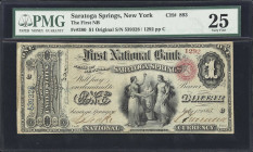 Saratoga Springs, New York. Original $1 Fr. 380. First NB. Charter #893. PMG Very Fine 25.
Issued not long after this institution gained a national c...