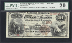 Saratoga Springs, New York. 1882 Brown Back $10 Fr. 480. First NB. Charter #893. PMG Very Fine 20.
One of only two examples of the type recorded here...