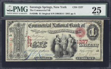 Saratoga Springs, New York. Original $1 Fr. 380b. Commercial NB. Charter #1227. PMG Very Fine 25.
Issued by a short-lived charter that fell into rece...