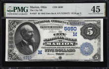 Marion, Ohio. $5 1882 Date Back. Fr. 537. City NB. Charter #5650. PMG Choice Extremely Fine 45.
Best known as the home of President Warren G. Harding...
