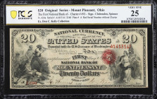 Mount Pleasant, Ohio. $20 Original. Fr. 424a. First NB. Charter #492. PCGS Banknote Very Fine 25.
First chartered in 1864 as a conversion of a branch...