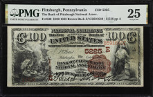 Pittsburgh, Pennsylvania. $100 1882 Brown Back. Fr. 530. Bank of Pittsburgh National Association. Charter #5225. PMG Very Fine 25.
Representative of ...