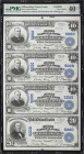 Uncut Sheet of (4) Wilmerding, Pennsylvania. $10-$10-$10-$20 1902 Plain Back. First NB. Charter #5000. PMG Extremely Fine 40 EPQ.
A lightly handled s...