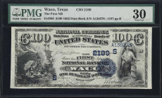 Waco, Texas. $100 1882 Date Back. Fr. 568. Waco NB. Charter #2189. PMG Very Fine 30.
A rarity regardless of state or issuing bank. Series of 1882 Dat...