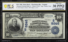 Charlottesville, Virginia. $10 1902 Date Back. Fr. 618. Albemarle NB. Charter #9246. PCGS Banknote Very Fine 30 PPQ.
Organized in 1908 as a conversio...